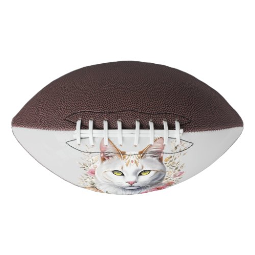 Adorable white cat with big eyes football