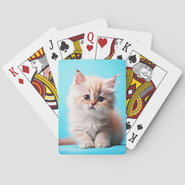 Adorable White Kitten Potrait-54971 Poker Cards (Back)