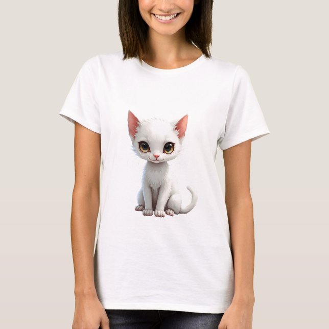 Adorable White Kitten T-Shirt (Front)