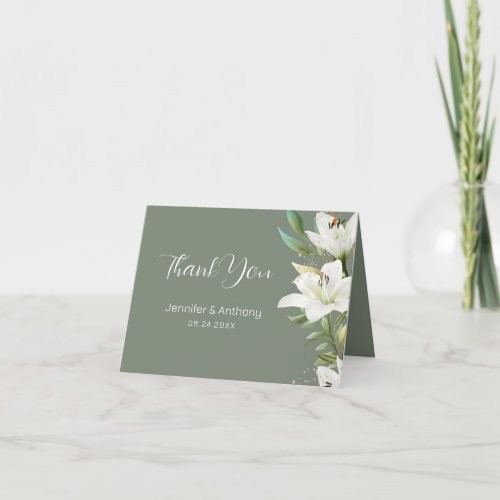 Adorable White Lilies  Thank You Card