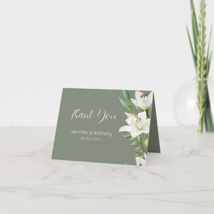 Adorable White Lilies Thank You Card | Zazzle