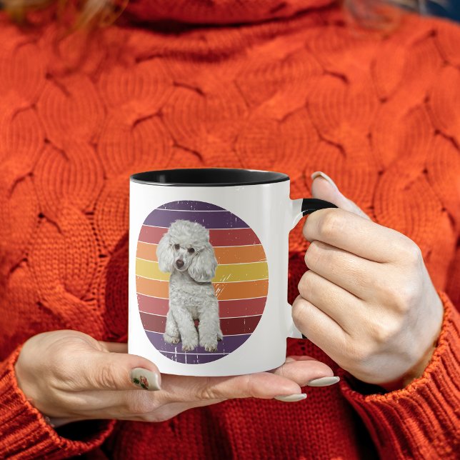 Adorable White Poodle Dog Retro Sunset Mug (Creator Uploaded)