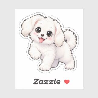 Adorable White Puppy Kawaii Sticker
