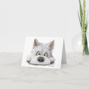 Adorable white Scottish Terrier Cartoon Thank You Card