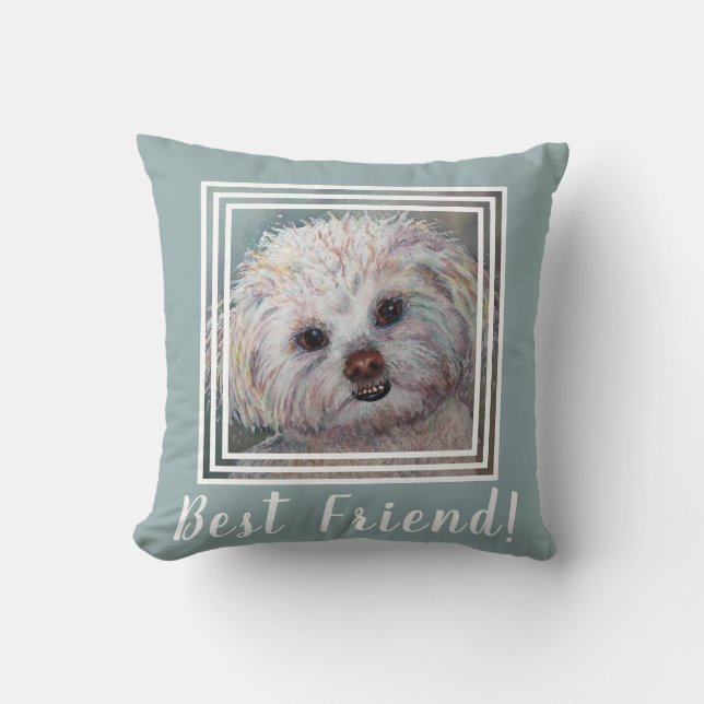 Adorable White Shih Tzu Cross Throw Pillow (Front)