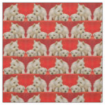 adorable white terrier puppies print fabric