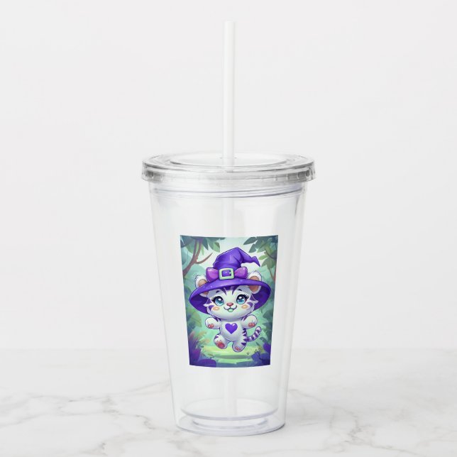 Adorable White Tiger Witch Tumbler (Front)