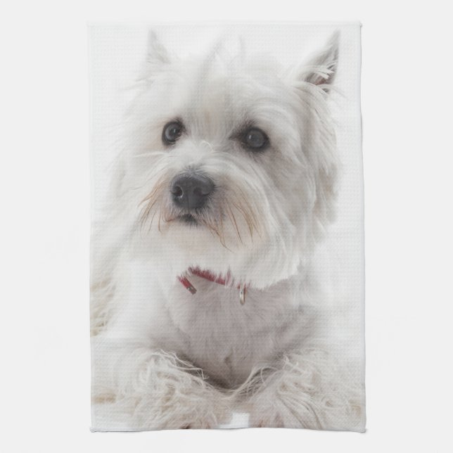 Adorable White West Highland Terrier Towel (Vertical)
