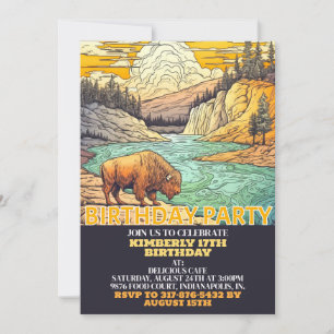 Adorable Wild Buffalo Birthday Party Invitations