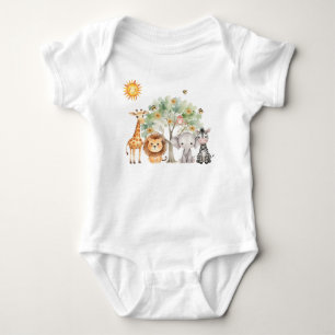 Adorable Wild Jungle Zoo Animals Baby Bodysuit