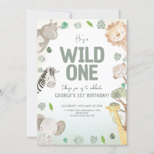 Adorable Wild one gender neutral birthday Invitation