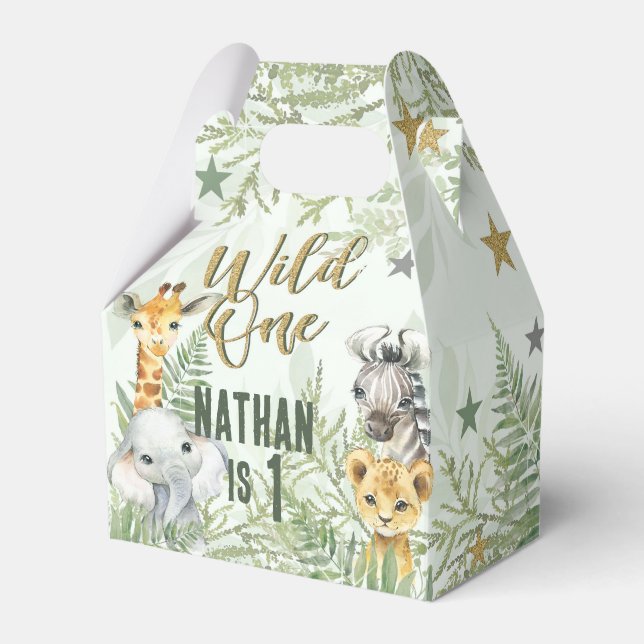 Adorable Wild One Safari Animals Party Boxes (Front Side)