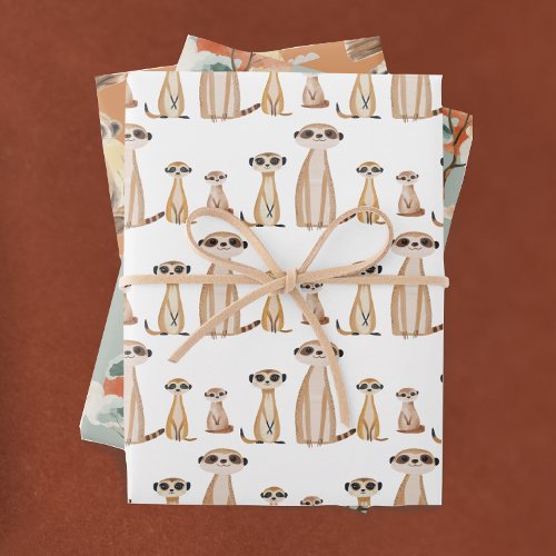 Adorable Wild Safari Meerkat Birthday Wrapping Paper Sheets