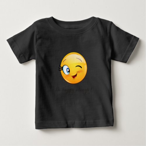 Adorable Winking Emoji Face_Be happy always Baby T_Shirt