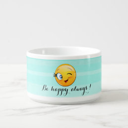 Adorable Winking Emoji Face-Be happy always Bowl