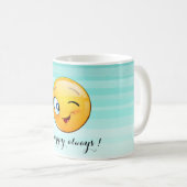Adorable Winking Emoji Face-Be happy always Coffee Mug (Front Right)