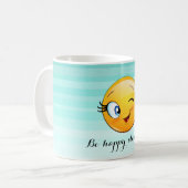 Adorable Winking Emoji Face-Be happy always Coffee Mug (Front Left)