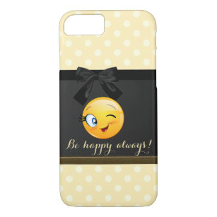 Adorable Winking Emoji Face,Polka Dots iPhone 8/7 Case