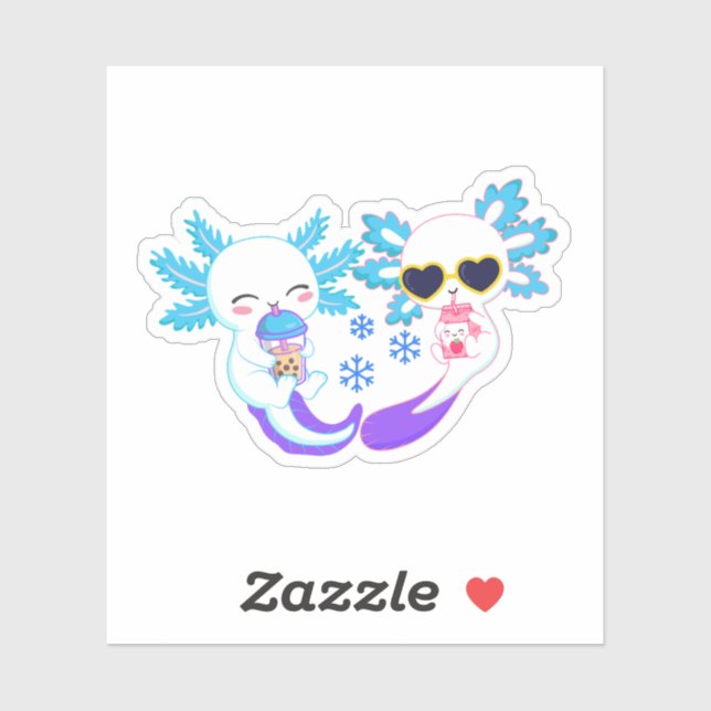 Adorable Winter Axolotl Couple Sticker (Sheet)