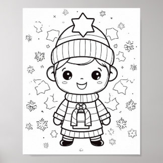 Adorable Winter Christmas Coloring Poster