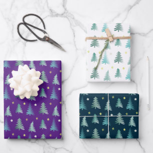 Adorable winter delicat trees, Christmas Wrapping Paper Sheets