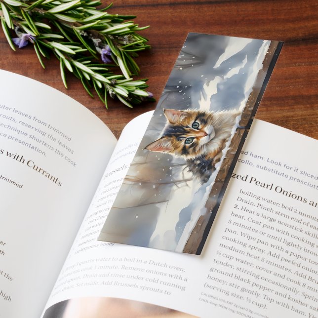 Adorable Winter Kitten Snowy Day Cat Art Bookmarks (Book)