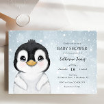 Adorable Winter Penguin Baby Shower invitation<br><div class="desc">Baby Shower invitation featuring an adorable watercolor penguin. Personalize with your information or click "click to customize further" to adjust font type,  size,  color.</div>