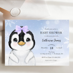 Adorable Winter Penguin Baby Shower invitation