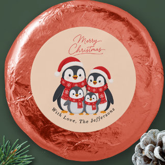 Adorable Winter Penguin Family Christmas Custom Dipped Oreo Cookie Favors