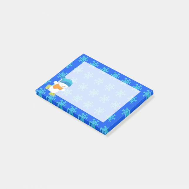 Adorable Winter Theme Snow Baby Snowman Post-it Notes (Angled)