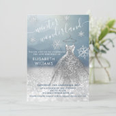 Adorable winter wonderland glitter ombre sweet 16 invitation (Standing Front)