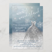 Adorable winter wonderland glitter ombre sweet 16 invitation (Front/Back)