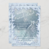 Adorable winter wonderland glitter ombre sweet 16  invitation (Front/Back)