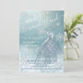 Adorable winter wonderland glitter ombre sweet 16  invitation (Standing Front)