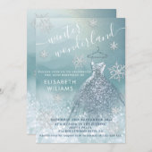 Adorable winter wonderland glitter ombre sweet 16  invitation (Front/Back)