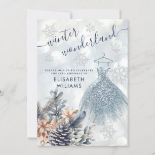 Adorable winter wonderland sweet 16 invitation