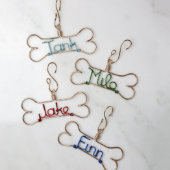 Adorable Wire Pet Name Dog Bone Christmas Ornament (4 up)