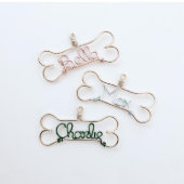 Adorable Wire Pet Name Dog Bone Christmas Ornament (Front)