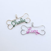 Adorable Wire Pet Name Dog Bone Christmas Ornament (Front)
