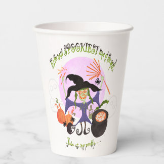 Adorable witch and friends printed on paper cup. cups