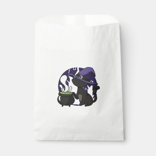Adorable Witch Black Cat Favor Bag (Front)