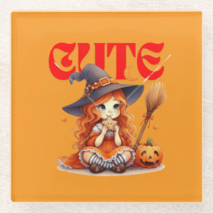 Adorable Witch Halloween Coaster