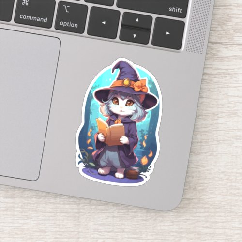 Adorable Witch Kitty Cat Sticker