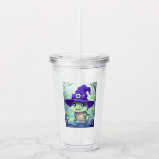 Adorable Witchy Crocodile Acrylic Tumbler