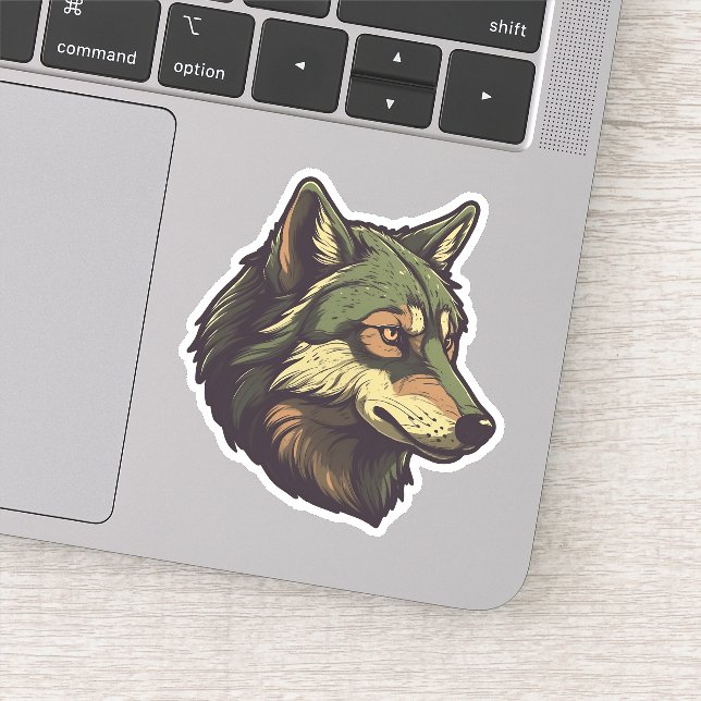 Adorable Wolf Awesome Wild Animal Head Sticker (Detail)