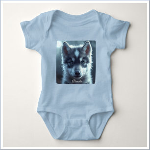Adorable Wolf Baby in the Moonlight Bodysuit