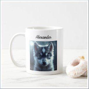 Adorable Wolf Baby in the Moonlight Coffee Mug