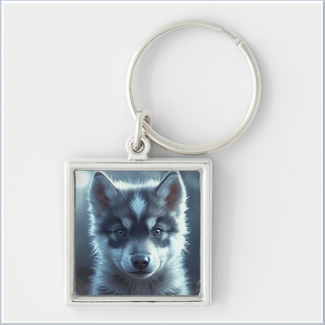 Adorable Wolf Baby in the Moonlight Keychain (Creator Uploaded)