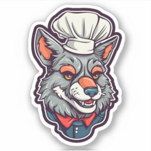 Adorable Wolf Chef Awesome Animal Graphic Sticker