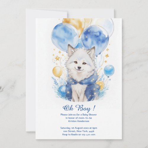 Adorable Wolf Pup Baby Shower Invitation